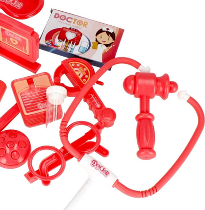 Set doktorësh për kalamoj Mega Creative 498986, me stetoskop me dritë, plot aksesorë, i kuq