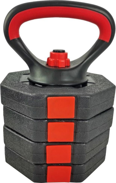 Kettlebell Eb Fit Composite, 10 kg, peshë që e çon lart ose e ul me 4 disqe nga 2.5 kg