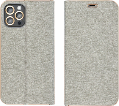 Këllëf telefoni LUNA Book Gold për Xiaomi Redmi Note 13 Pro 5G, me magnet, ngjyrë argjendi
