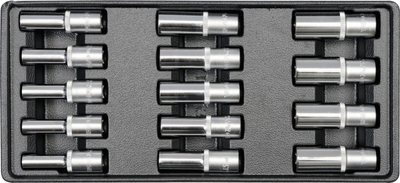 Set kokësa gjashtëkëndore të gjata Yato YT-5539, 1/2", 8-21 mm, 14 copë