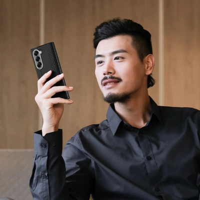 Mbulesë telefoni Dux Ducis Bril Series për Samsung Galaxy Z Fold7, lëkurë sintetike, mbrojtje 360°, e zezë