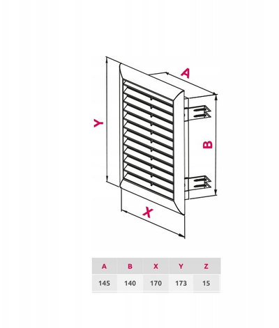 Grilë ventilimi Awenta Express T100, plastike PVC, katrore, e bardhë