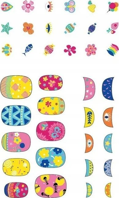 Стикери за нокти Avenir Glitter Flower, сет 38 парчиња, повеќебојни
