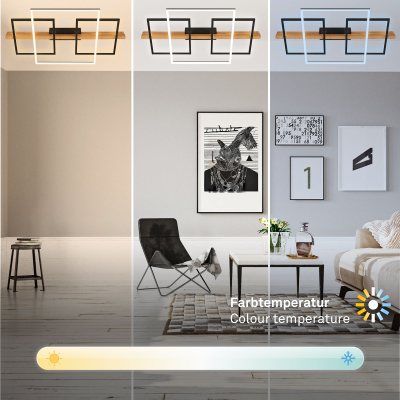 Ndriçues Briloner LED 44W, 4400 lm, 2700K - 6500K, 75 x 40 x 8 cm, i zi/kafe e hapur