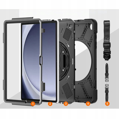 Futrollë tableti Strado për Samsung Galaxy Tab A9 Plus 11", me dorezë, me rrip, e zezë