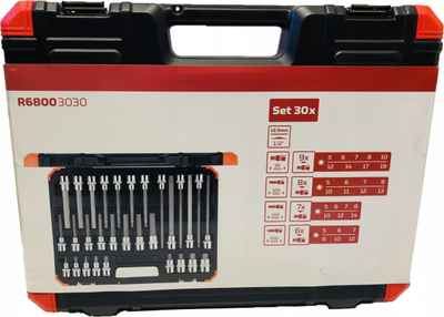 Set bitash kaçavide Gedore RED 3301573, 1/2", 30 copë, profil 6‑këndor