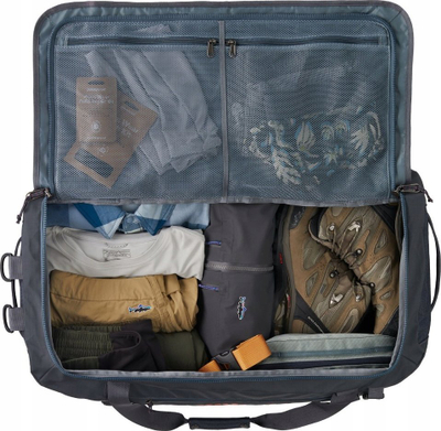 Çantë duffel Patagonia Black Hole 70L, që s’e merr uji, me rripa shpine, e zezë