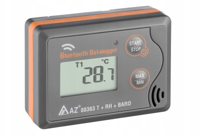 Regjistrues Bluetooth temperature lagështie dhe presioni AZ Instrument AZ-88363, memorie 48000 pika, ekran LCD, gri