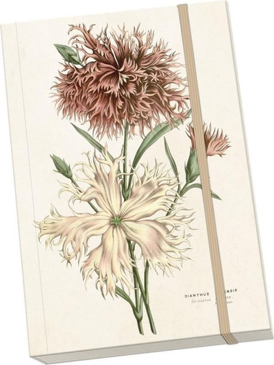 Fletore dekorative STNOTE 87 Carnations, A5, me kapëse elastike, me lule