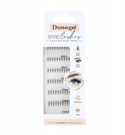 Qerpikë artificialë tufë Donegal Spire Lashes, 90 copë, gjatësi 8 13 mm, të zinj