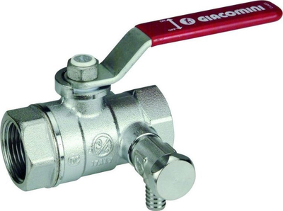 Rubinet sferik Giacomini R250DS, 3/4", lidhje femër–femër, i kuq