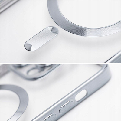 Kllapë silikoni Electro Mag për iPhone 16 Plus, MagSafe, transparente argjendtë