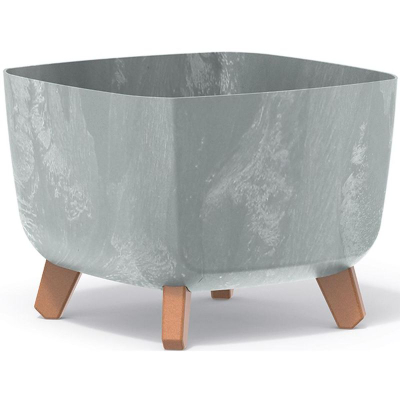Vazo lulesh Prosperplast GRACIA Square Beton Effect, 29 cm, me këmbë, gri