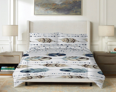 Set shtrati Matex Satine Exclusive, 160x200 cm, pambuk sateng, i bardhë bezhë blu