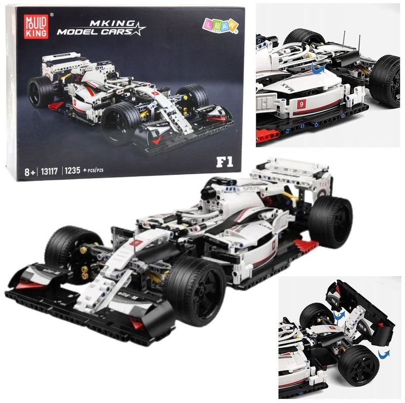 Konstruktor Mudking 13117 F1 Racing Car, 1235 copë, model gare, bardh e kuqe