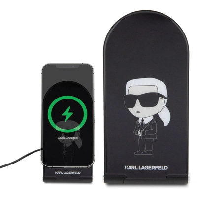 Karikues wireless për tavolinë Karl Lagerfeld Ikonik MagSafe, 15W, magnetik, i zi
