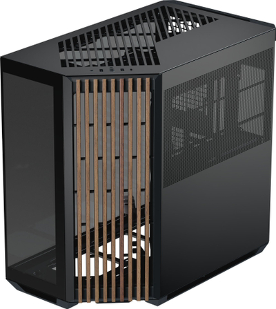 Kути PC APNX V1, midi tower ATX, калено стакло, дрво и црна боја