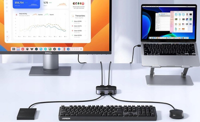 Ndarës USB UGREEN US261, USB 3.0, 2 në 2, gri i errët