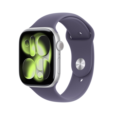 Apple Watch Series 11 GPS 42mm Silver Aluminium Case with Purple Fog Sport Band, S/M