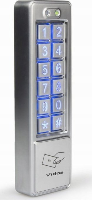 Kod-katëz dhe lexues karte Vidos ZS52, RF ID, IP65, gri