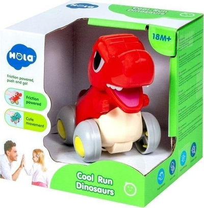 Lodër dinosauri Hola Interactive Dinosaur, me rrota, plastikë pa BPA, i kuq