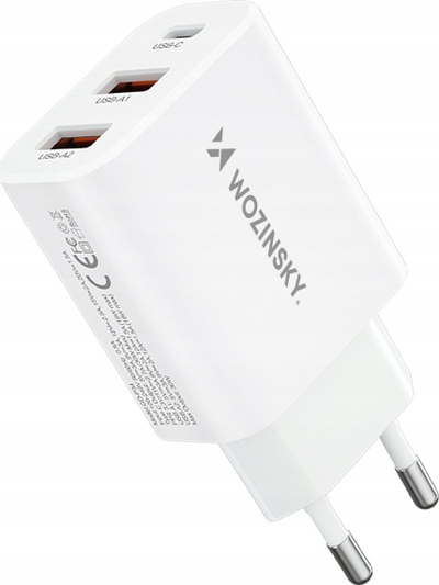 Полнач за струја Wozinsky CWCUCW, 30W, USB C 2x USB A, бел