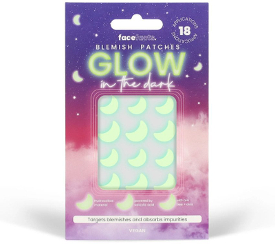 Pllastra për puçra Face Facts Glow in the Dark Moons, 24 copë, transparente
