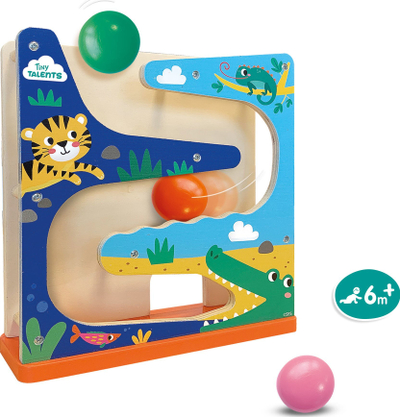 Lodër druri SES Creative Wooden Ball Track Crocodile, pistë me topa, me shumë ngjyra