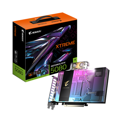 Kartë grafike Gigabyte AORUS GeForce RTX 5080 XTREME WATERFORCE WB 16G, 16GB GDDR7, PCI-E 5.0