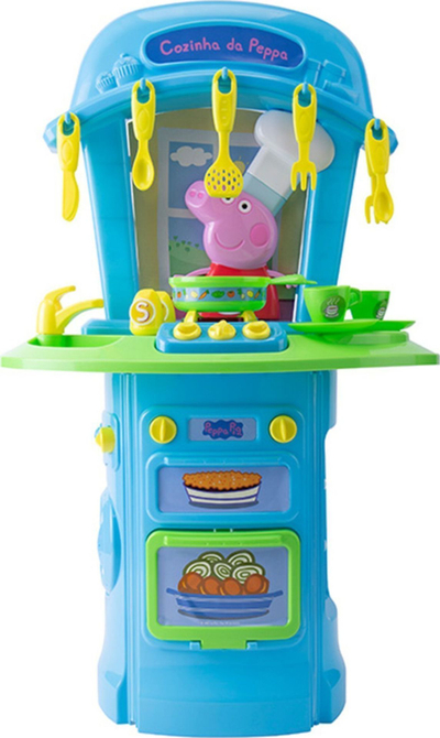 Kuzhinë lodër Peppa Pig My First Kitchen, 15 pjesë, me zë e drita, blu jeshile