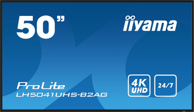 Monitor profesional për reklama Iiyama LH5041UHS-B2AG, 50\", 4K UHD, 500 cd/m², i zi
