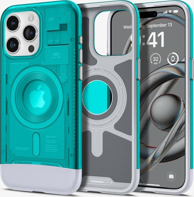 Mbulesë telefoni Spigen Classic C1 MagSafe për iPhone 15 Pro, bondi blue, transparente