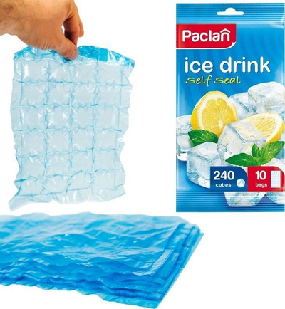 Qese akulli Paclan Self Seal, 10 qese, 240 kube, blu
