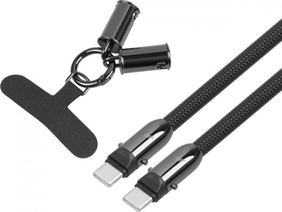 Kabllo USB C Tb 2n1 me litar për qafë, 1m, e zezë