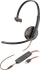Kufje Plantronics Blackwire C3215, monaurale, USB dhe 3.5 mm, të zeza