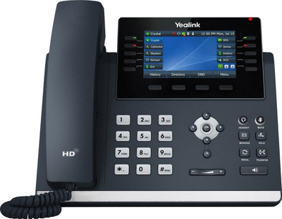 Telefon IP Yealink SIP T46U, me ekran me ngjyra, për punë zyre, ngjyrë e zezë