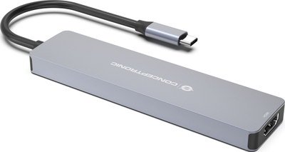 Docking station Conceptronic DONN28G, 7 në 1, USB 3.2 Gen 1, HDMI 4K 60Hz, gri