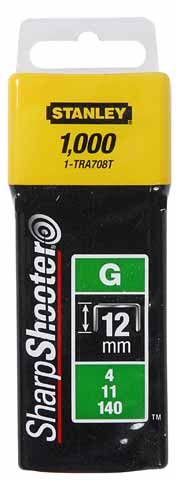 Капси Стенли Г-тип 4 11 140 TRA708T, 12mm, 1000 парчиња, галванизиран челик