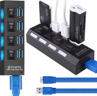 Hub USB RTV E215, 4 porta, USB 3.0, i zi