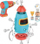Играчка за градење Educational Insights Design &amp; Drill Bolt Buddies Rocket, со електрична вежба, со фигурини на астронаут и кученце, многуобоени