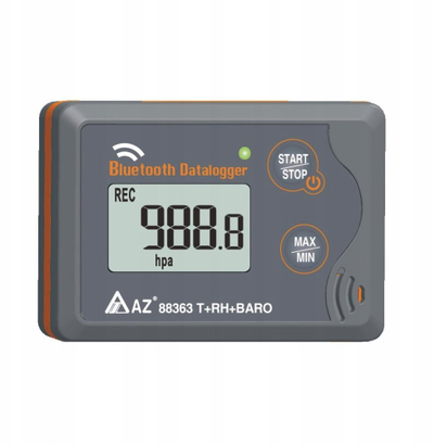 Regjistrues Bluetooth temperature lagështie dhe presioni AZ Instrument AZ-88363, memorie 48000 pika, ekran LCD, gri