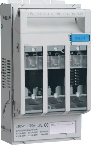 Ndërprerës sigurie Hager LT052, 3P, 160A, NH00