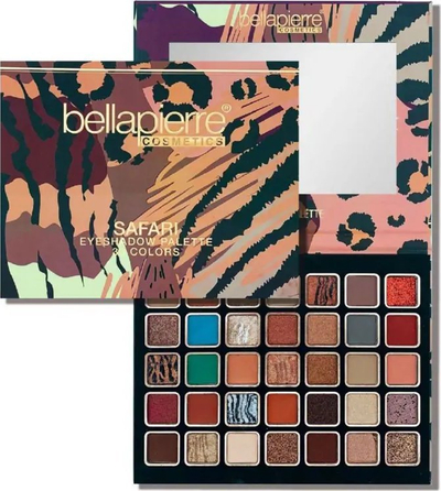 Paletë hijesh për sy Bellapierre Safari, 35 nuanca, përfundim mat satin shimmer dhe foil
