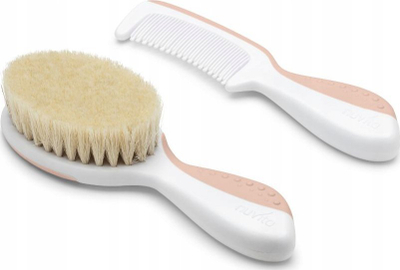 Set për kujdesin e flokëve të bebës Nuvita Baby Body Care, furçë edhe krehër, bezhë
