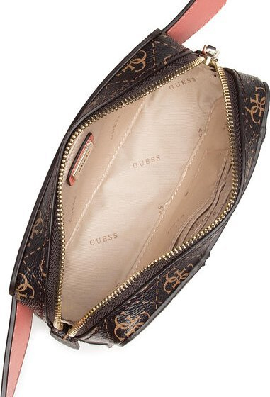 Појасна чанта Guess Camy, текстил, лого 4G, корално кафеава за жени