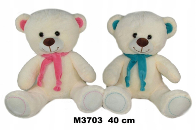 Плишано мече Sun Day M3703, 40 cm, со шал, крем боја