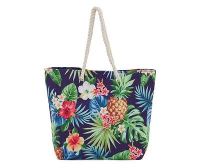 Çantë plazhi Heinner Tropical, 50x38x35cm, kanavacë poliestër, me dekorime tropikale