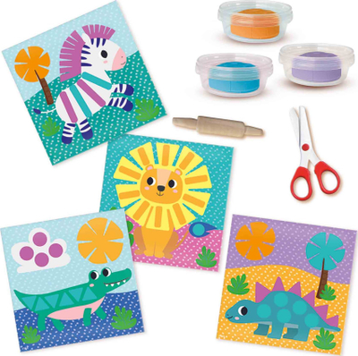 Set loje me plastelinë SES Creative 14640, 3 ngjyra, me gërshërë sigurie, shumëngjyrësh