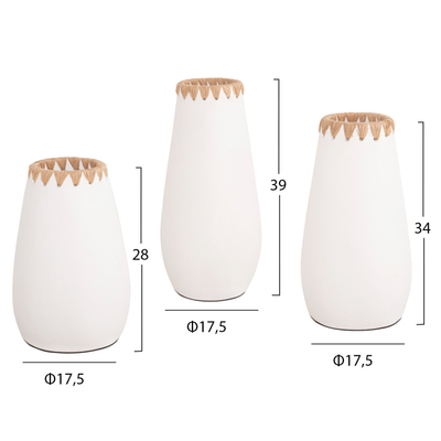 Set vazo dekorative HM4373, terrakotë, 3 copë, të bardha