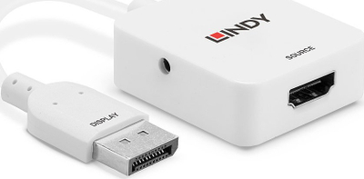 Adapter HDMI në DisplayPort Lindy 18G DisplayPort 1.2, 4K 60Hz, i zi